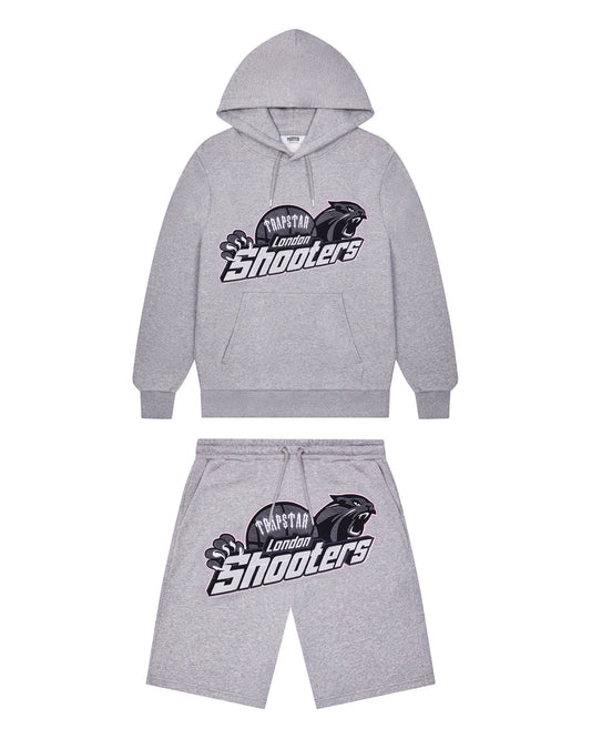 Trapstar Shooters Hoodie Short Set - Grey/Pink
