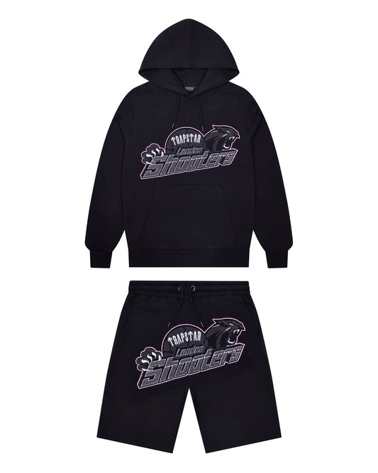 Trapstar Shooters Hoodie Shorts Set - Black/Pink