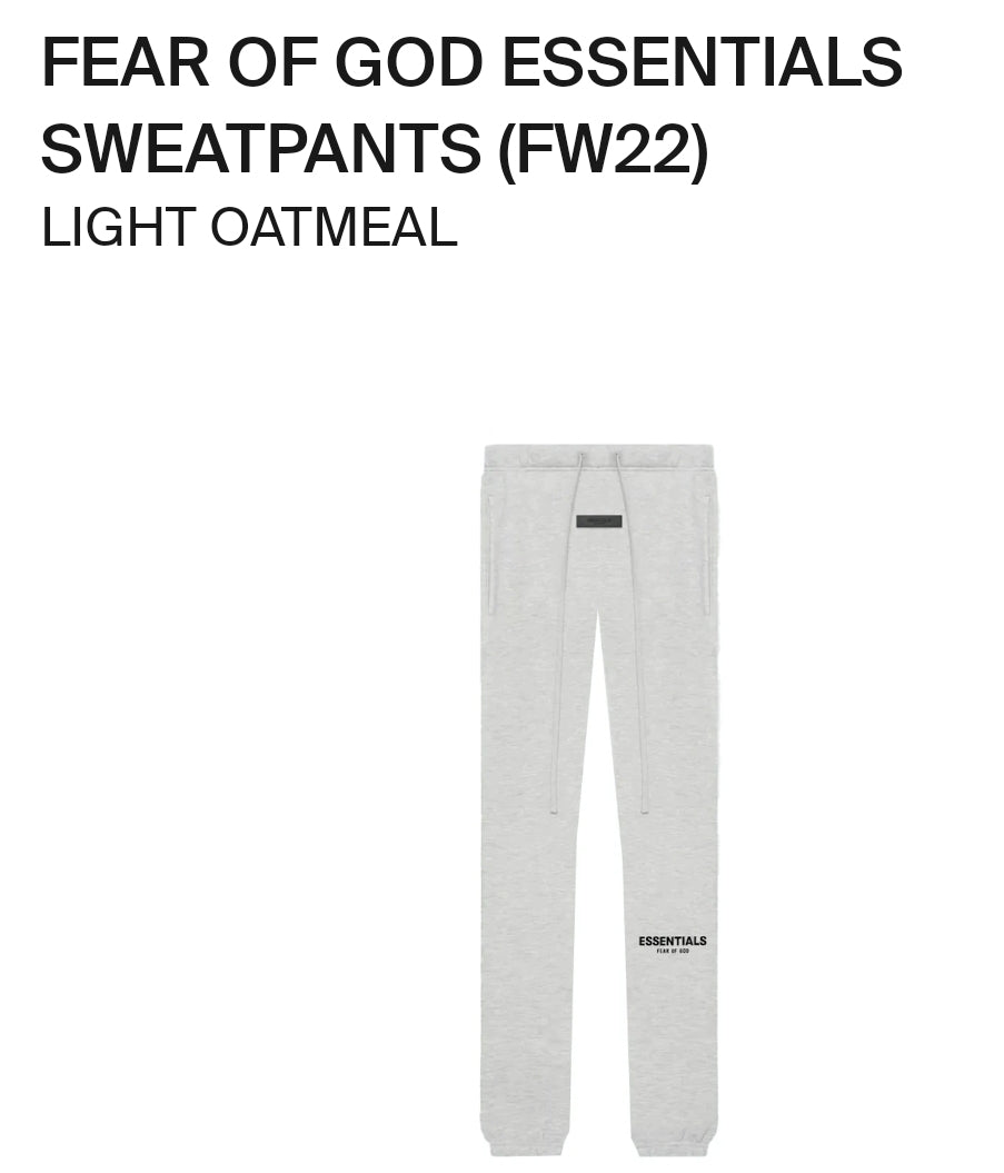 Fear Of God Essential Sweatpants (FW22) 'Light Oatmeal'